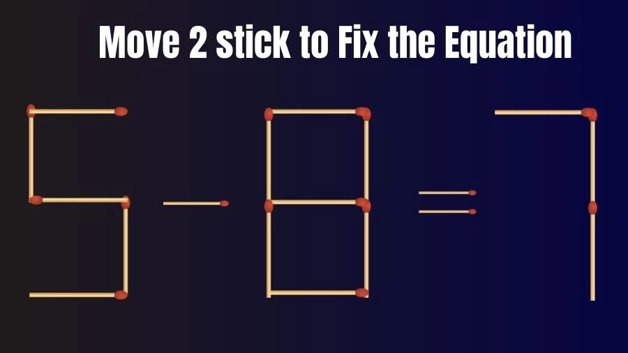 Brain Teaser: 5-8=7 Move 2 Sticks To Fix The Equation