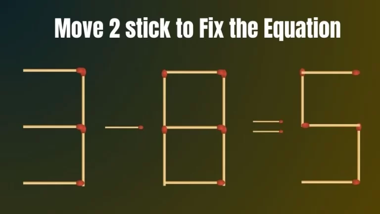 Brain Teaser for IQ Test: 3-8=5 Fix the Equation by Moving 2 Sticks