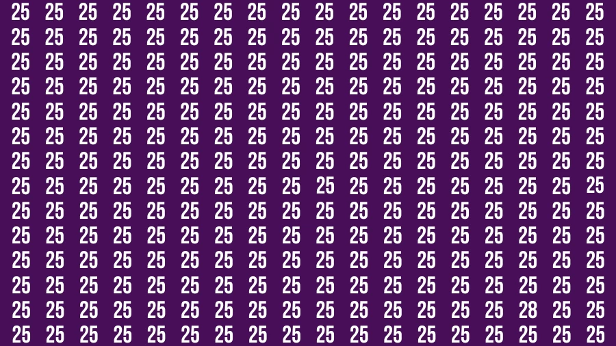 Observation Find it Out: If you have Sharp Eyes Find the number 28 among 25 in 20 Secs