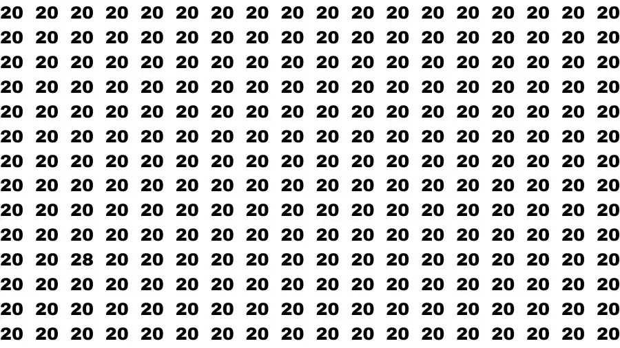Test Visual Acuity: If you have Sharp Eyes Find the number 28 among 20 in 20 Secs