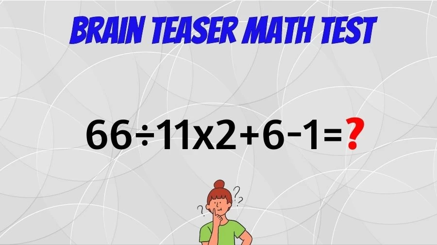 Brain Teaser Math IQ Test: Solve 66÷11x2+6-1