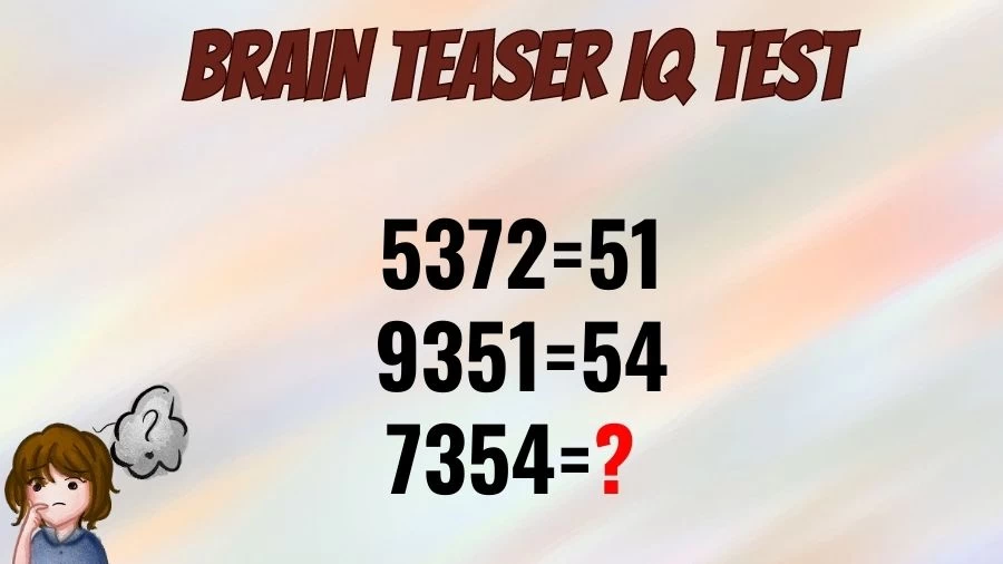 Brain Teaser Test Your IQ: If 5372=51, 9351=54, 7354=?