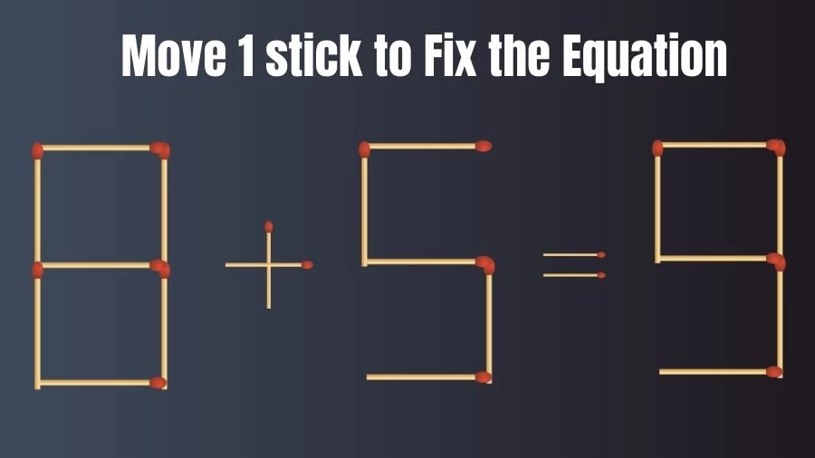 Matchstick Brain Test: 8+5=9 Matchstick Puzzle Only Genius Mind Can Solve