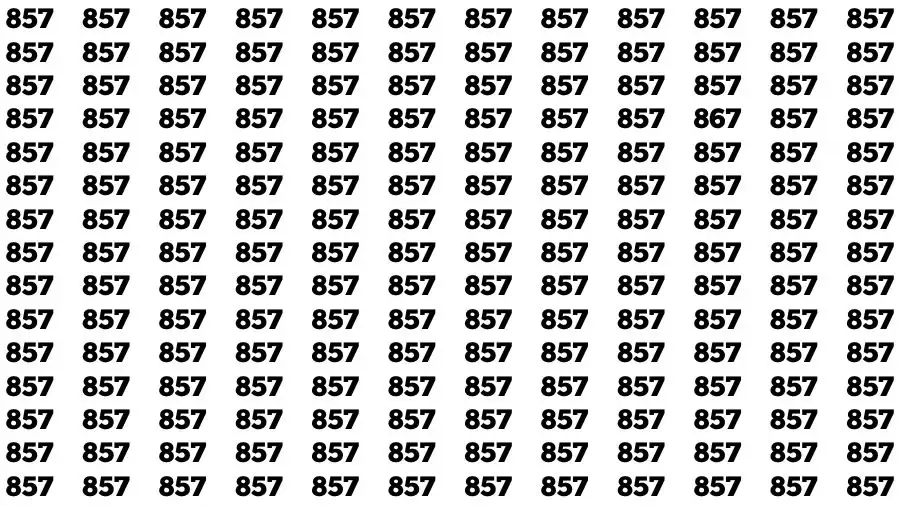 Observation Find it Out: If you have Sharp Eyes Find the number 867 among 857 in 20 Secs