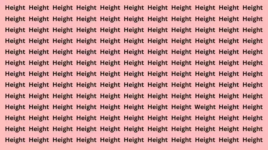 Observation Brain Test: If you have Eagle Eyes Find the word Weight among Height in 12 Secs
