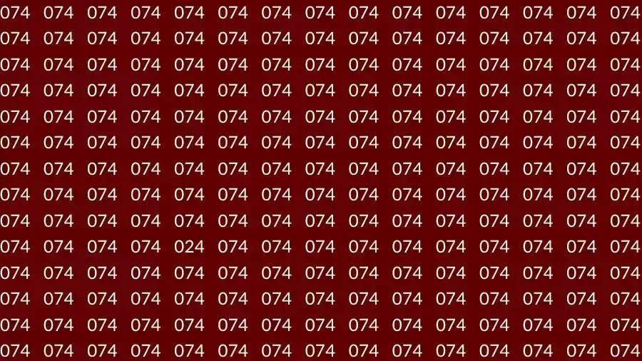 Optical Illusion Brain Test: If you have Sharp Eyes Find the number 024 among 074 in 7 Seconds?