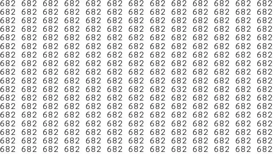Optical Illusion Brain Test: If you have Hawk Eyes Find the number 632 among 682 in 15 Seconds?