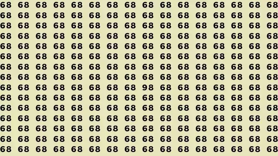 Observation Skill Test: If you have Sharp Eyes Find the number 98 among 68 in 9 Seconds?