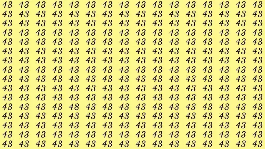 Observation Skill Test: If you have Hawk Eyes Find the number 48 among 43 in 14 Seconds?