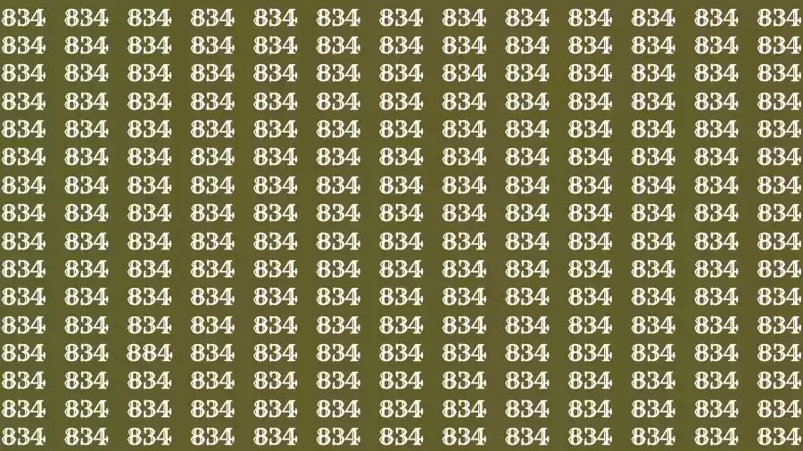 Optical Illusion Brain Test: If you have Hawk Eyes Find the number 884 among 834 in 7 Seconds?