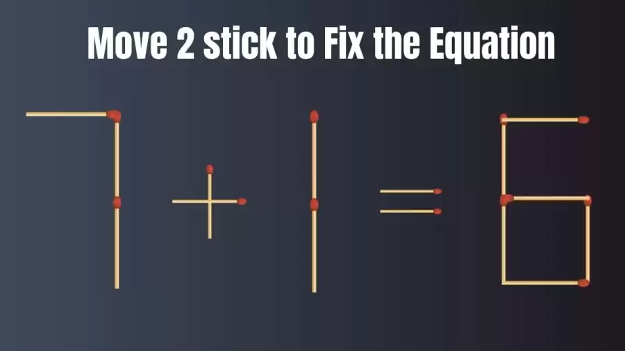 Brain Test: 7+1=6 Move 2 Matchstick To Fix The Equation