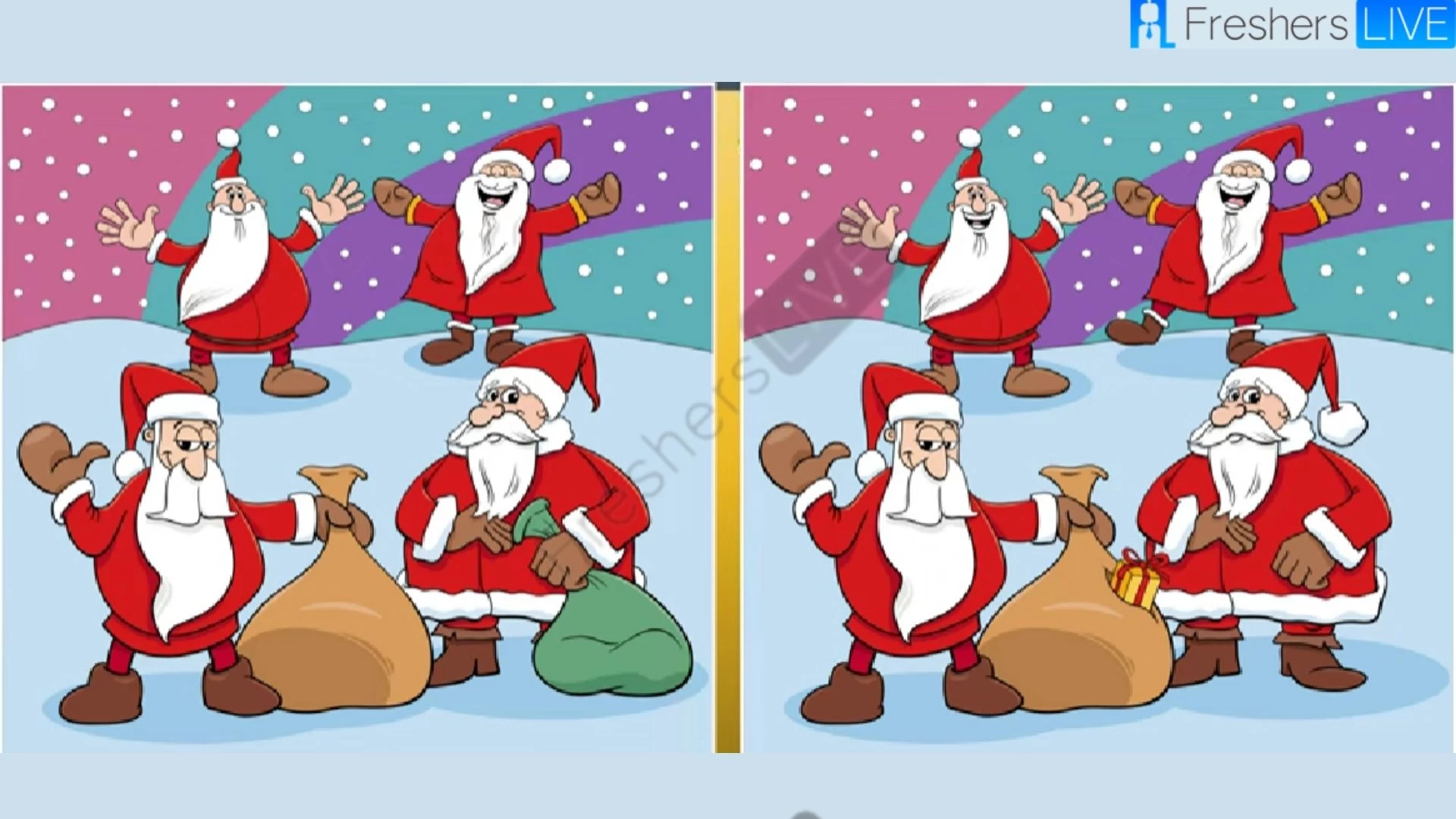 How perceptive are you? Spot 5 differences in Santa Claus pictures within 18 seconds