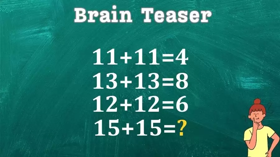 If 11+11=4, 13+13=8, 12+12=6, What is 15+15=? Viral Brain Teaser