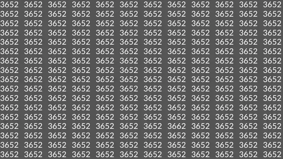 Observation Skills Test: If you have Eagle Eyes Find the number 3662 among 3652 in 15 Seconds?