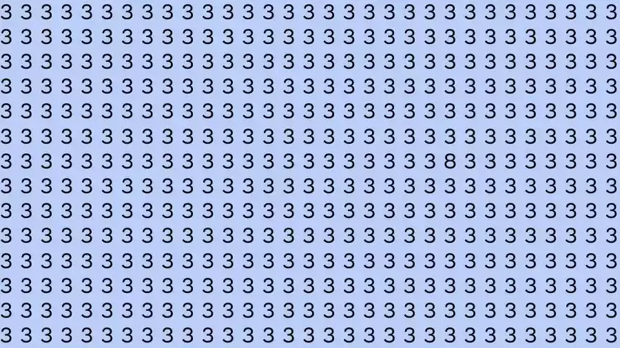 Observation Skills Test: If you have Eagle Eyes Find the number 8 among 3 in 14 Seconds?