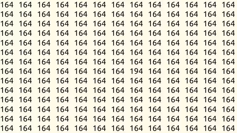 Observation Skills Test: If you have Eagle Eyes Find the number 194 among 164 in 10 Seconds?