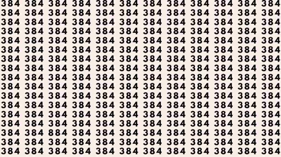 Optical Illusion Brain Test: If you have Hawk Eyes find the number 884 among 384 in 7 Seconds?
