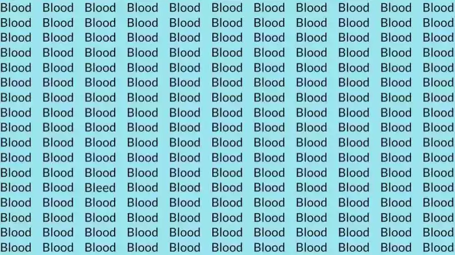 Optical Illusion Test: If you have Eagle Eyes Find the Word Bleed among Blood in 10 Seconds?