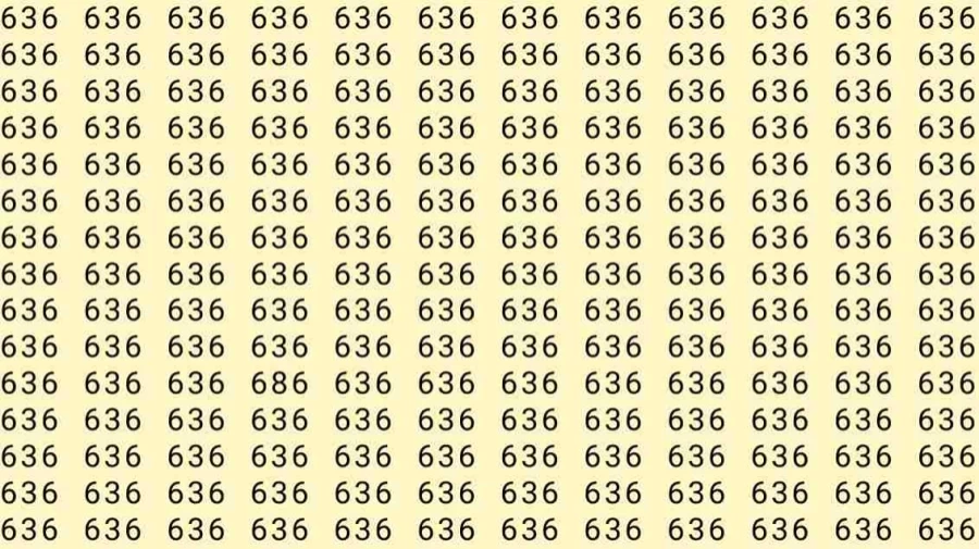 Observation Skill Test: If you have Sharp Eyes find the number 686 among 636 in 12 Seconds?