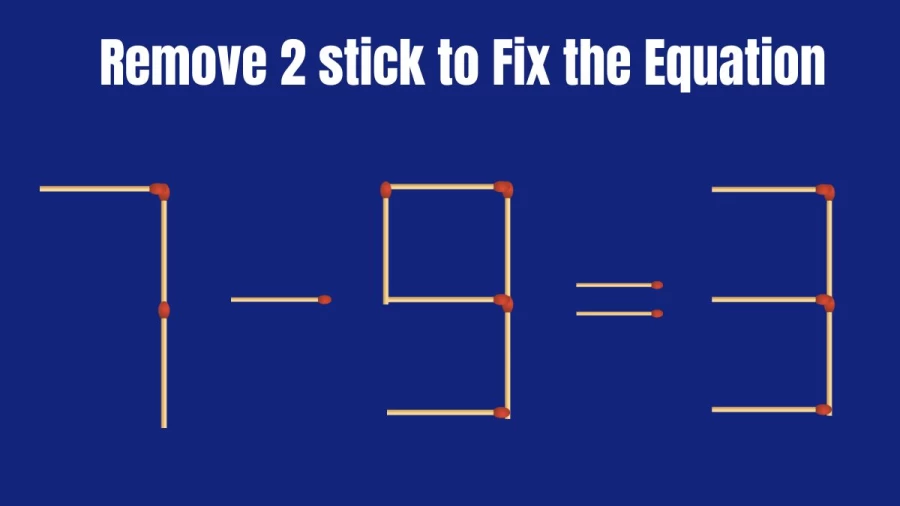 Brain Teaser: 7-9=3 Remove 2 Matchsticks To Fix The Equation