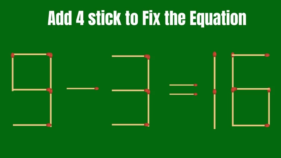 Brain Test: Add 4 Matchsticks to Make the Equation Right
