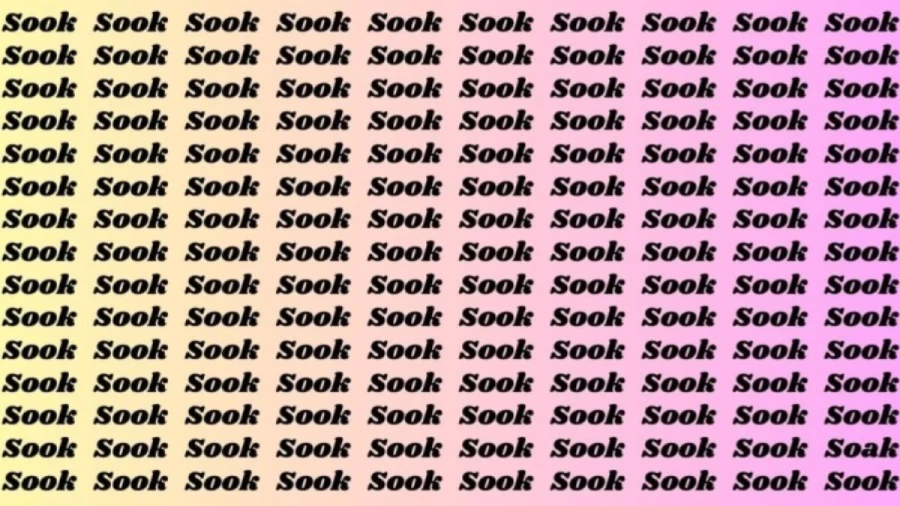 Brain Teaser: If you have Sharp Eyes Find the Word Soak among Sook in 12 Secs