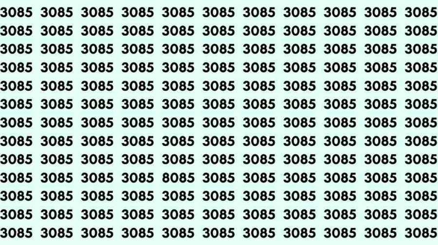 Observation Skill Test: Can you find the number 8085 among 3085 in 10 seconds?