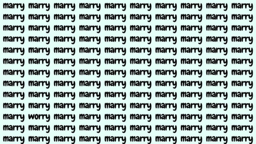 Observation Skill Test: If you have Hawk Eyes find the Word Worry among Marry in 20 Secs