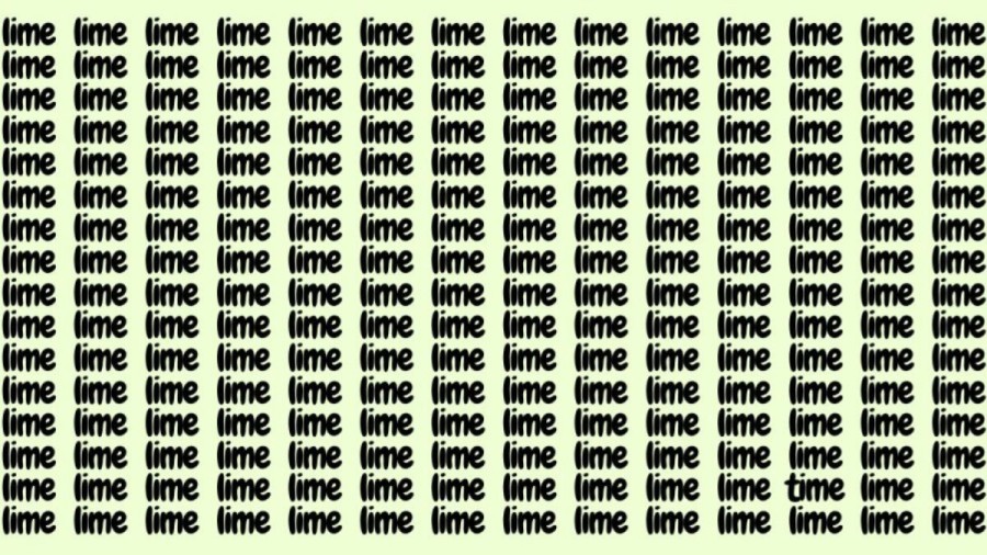 Observation Skill Test: If you have Hawk Eyes find the Word Time among Lime in 20 Secs
