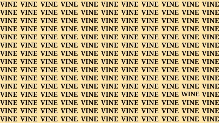 Brain Teaser: If you have Sharp Eyes Find the Word Wine among Vine in 20 Secs