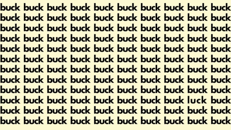 Observation Skill Test: If you have Sharp Eyes find the Word Luck among Buck in 20 Secs