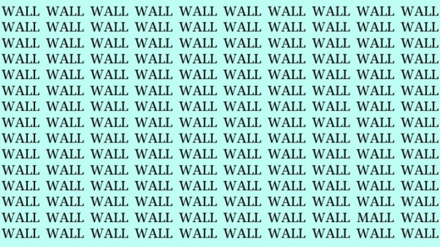 Optical Illusion: If you have Eagle Eyes find the Word Mall among Wall in 20 Secs
