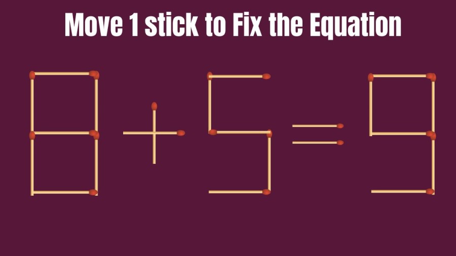 8+5=9 Move 1 Stick to Fix the Equation
