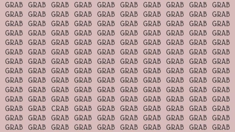 Optical Illusion: If you have Eagle Eyes find the Word Crab among Grab in 20 Secs