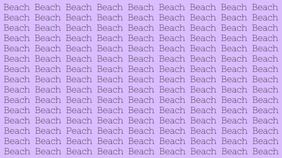 Optical Illusion Brain Test: If you have Sharp Eyes find the Word Peach among Beach in 20 Secs