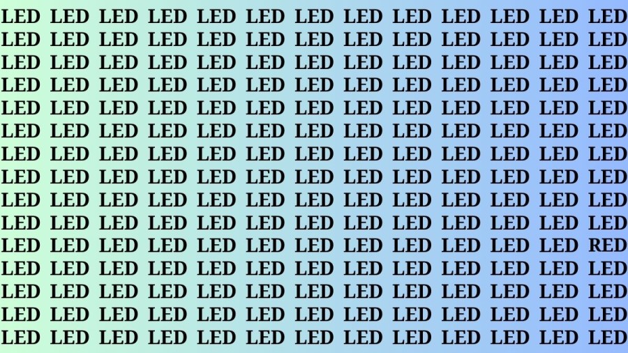 Brain Teaser: If you have Eagle Eyes Find the Word Red among Led in 13 Secs