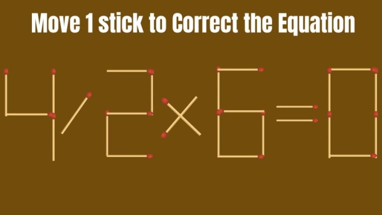 Brain Teaser: 4/2x6=0 Move 1 Matchstick To Correct The Equation