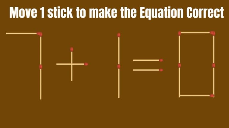 Brain Teaser: 7+1=0 Can you Move 1 Stick and Fix this Equation in 20 Secs? Matchstick Puzzles