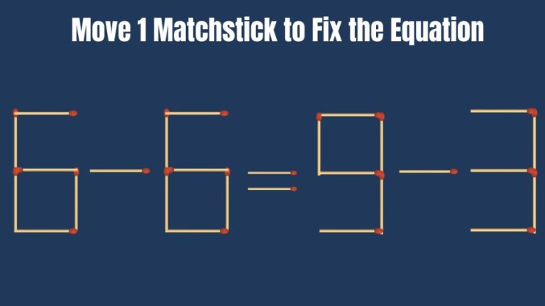 Brain Teaser: Move 1 Matchstick and Correct the Equation 6-6=9-3 I Matchstick Puzzles