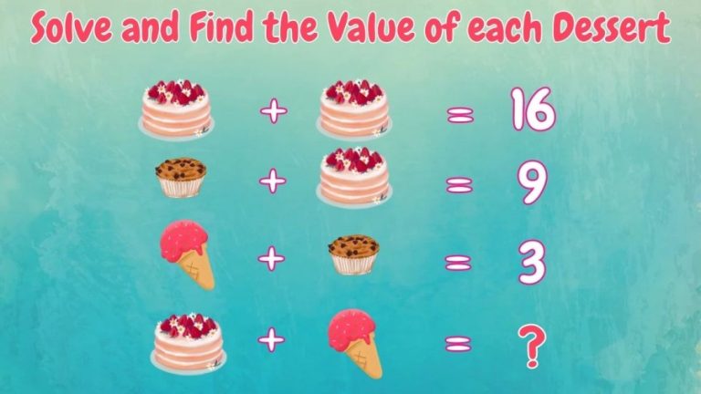 Brain Teaser: Solve and Find the Value of each Dessert