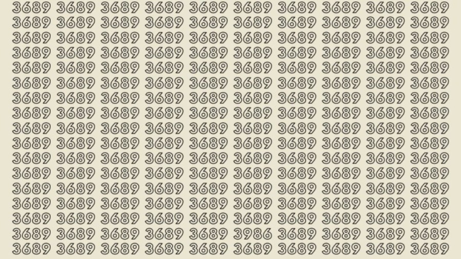 Observation Skills Test: Can you find the number 3986 among 3689 in 15 seconds?