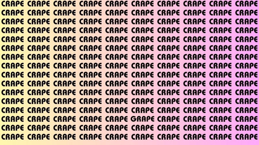 Observation Skills Test : If you have Sharp Eyes Find the word Grape among Crape in 20 Secs