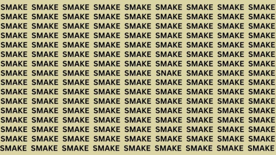 Optical Illusion: Can you find the Word SNAKE among SMAKE in 18 seconds?