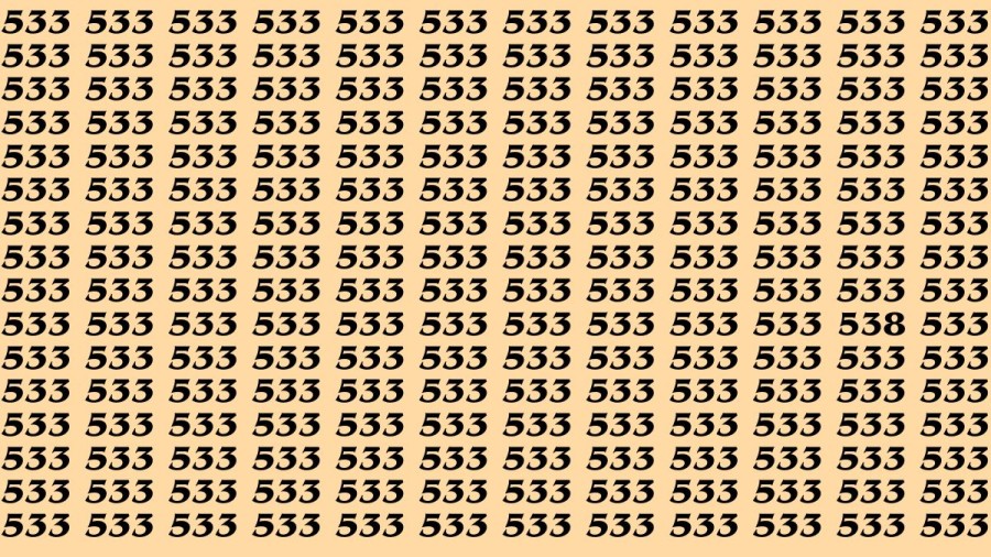 Optical Illusion: If you have Sharp Eyes Find the number 538 among 533 in 15 Secs